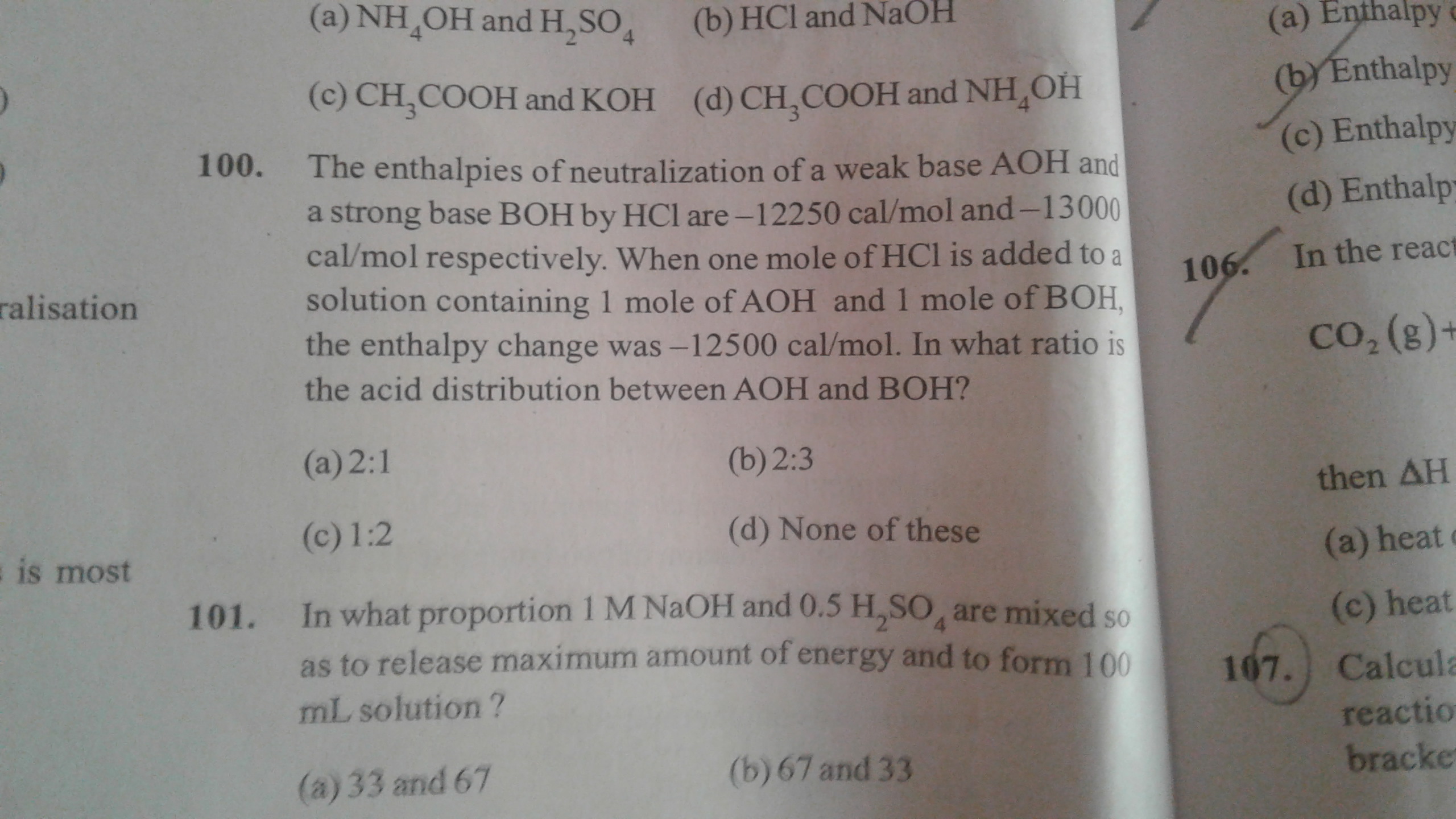 Question image for See above image ques 100 please give answer fast